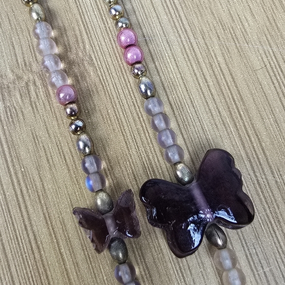 Vintage Pullover Butterfly Bead Necklace - Picture 11 of 12